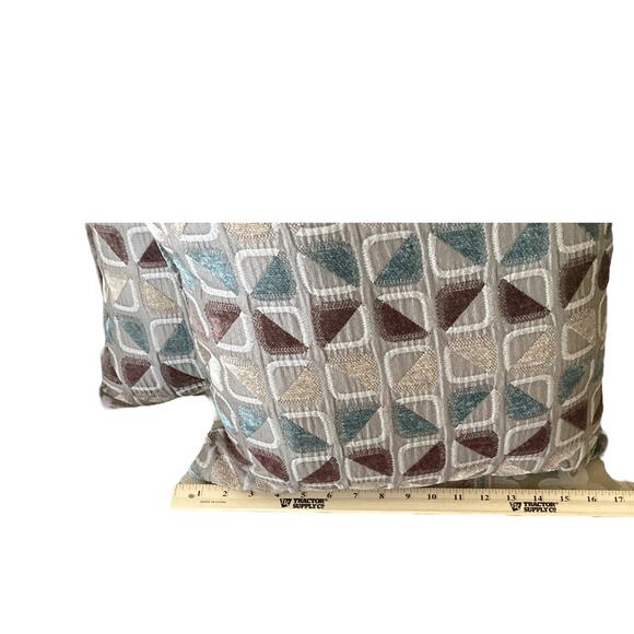 Decorative Pillows Geometric Set of 2 Suede Back 17" - Picture 5 of 5